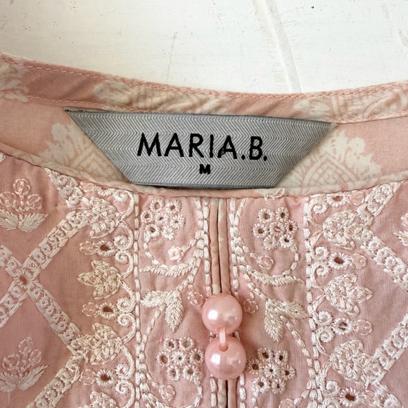 Maria.B Pakistanis Embroidered Beaded Dress Pink Peach Dress Size M - Picture 3 of 8